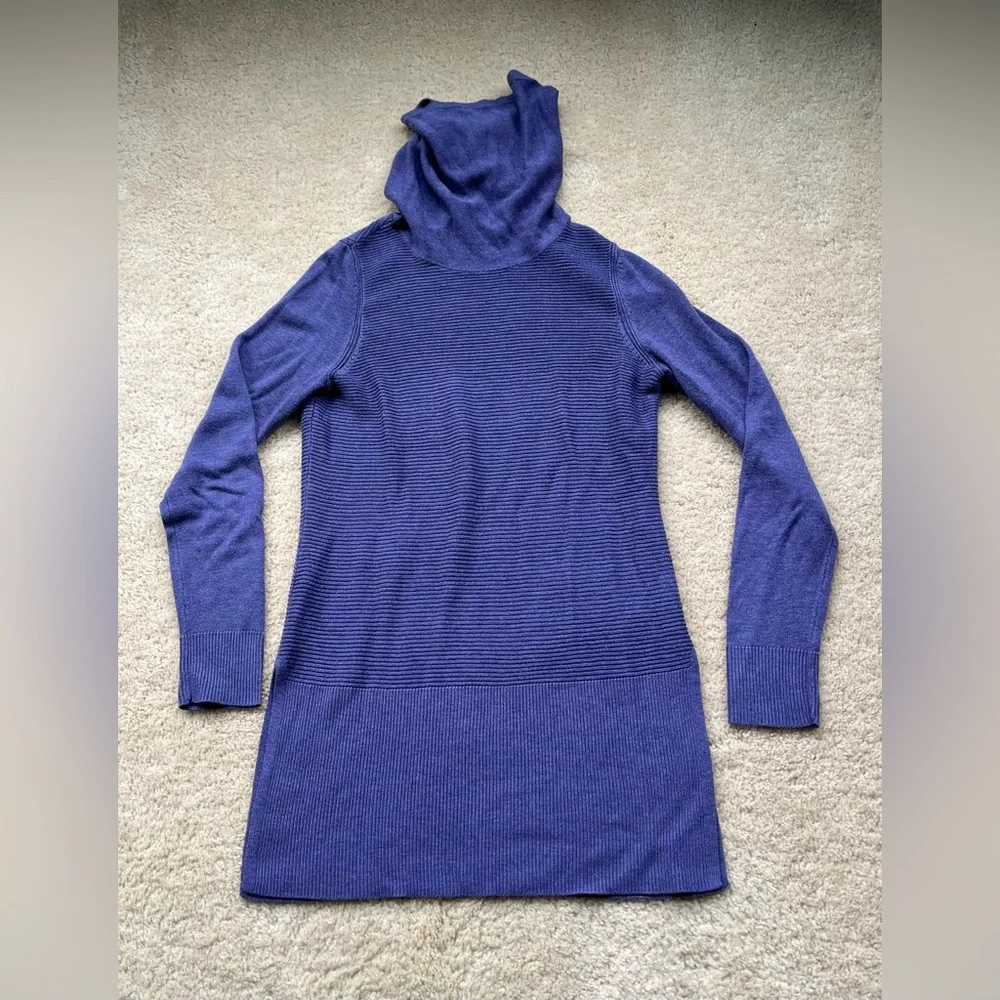 Adrienne Vittadini Women’s Purple Ribbed Cowl Neck Tunic Sweater - XS - EUC